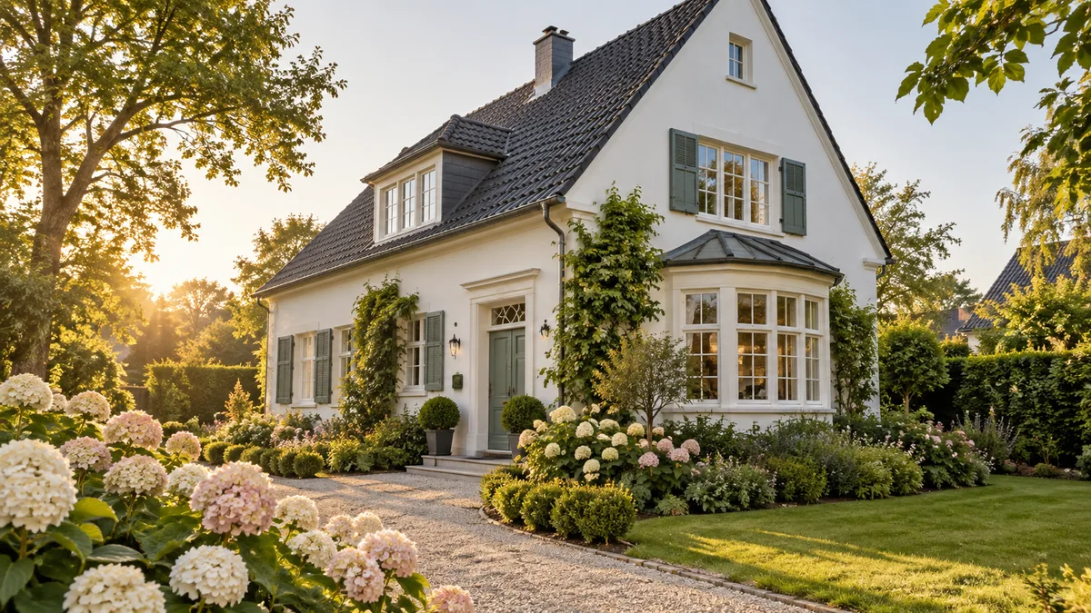 Einfamilienhaus mit Satteldach, Erker und gewachsenem Garten