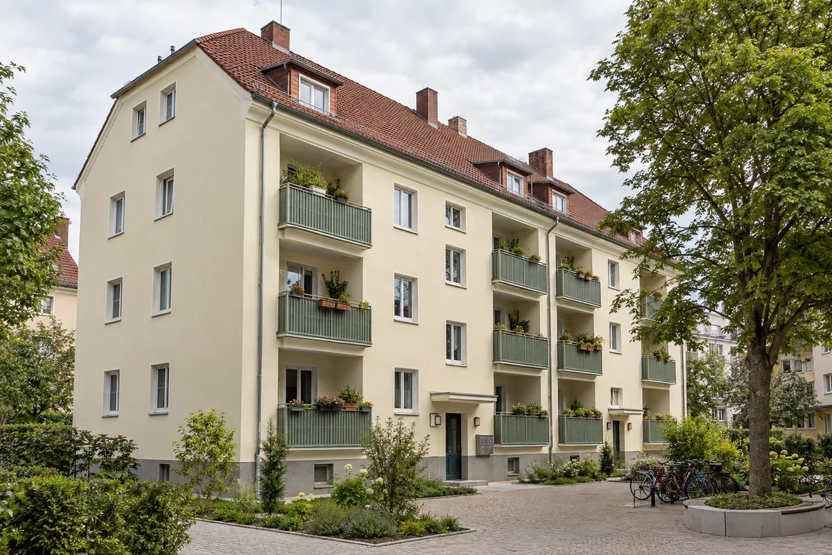 Gepflegtes Mehrfamilienhaus mit mehreren Balkonen