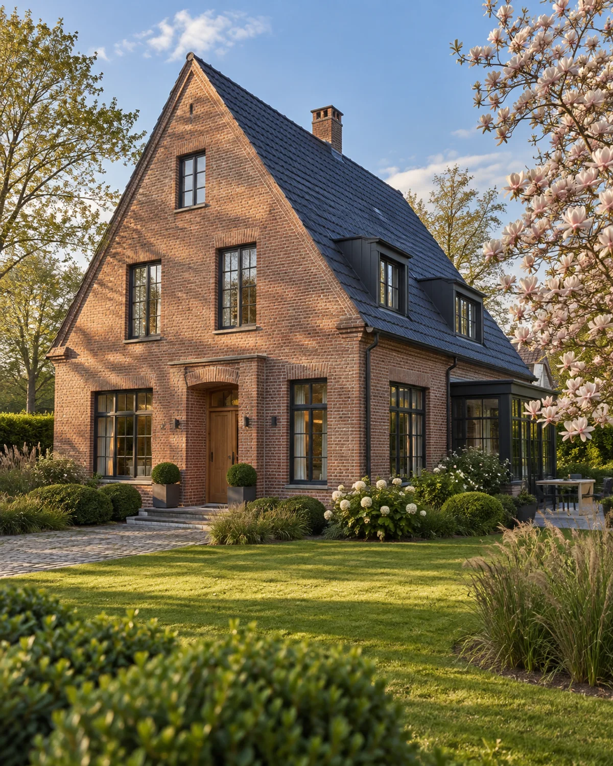 Hamburger Klinkerhaus mit Satteldach und eingewachsenem Garten